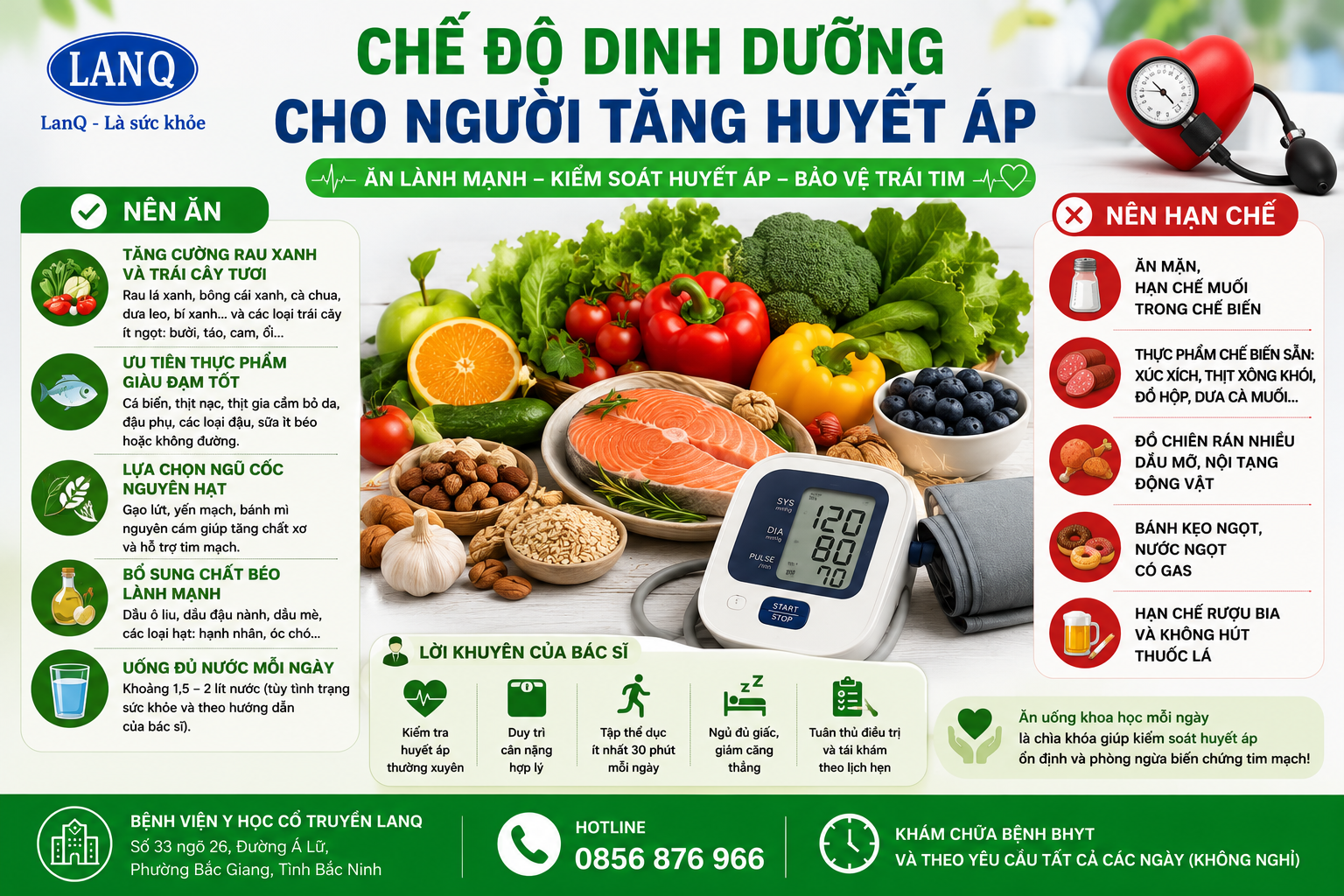 ❤️ CHẾ ĐỘ DINH DƯỠNG CHO NGƯỜI TĂNG HUYẾT ÁP – ĂN LÀNH MẠNH ĐỂ BẢO VỆ TRÁI TIM